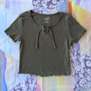 Short Sleeve Olive Green Top - Arizona Jean Co
